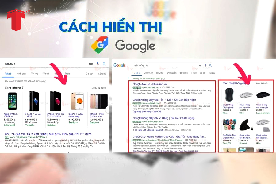 Vị trí hiển thị trên Google tìm kiếm và các website khác