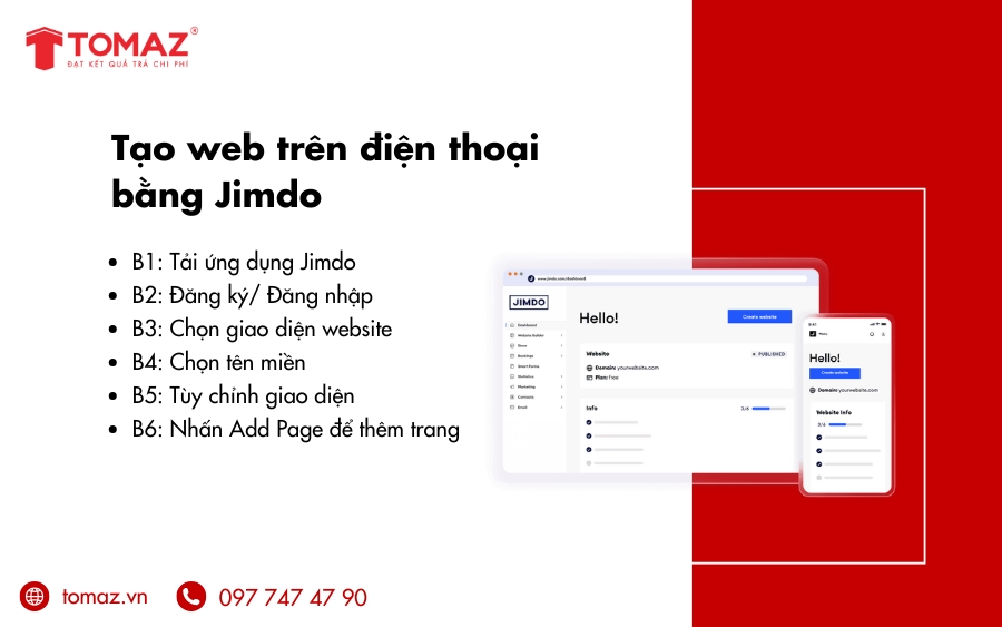 Cách tạo web trên điện thoại bằng Jimdo