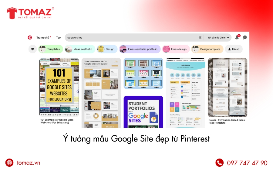 Mẫu Google Site đẹp từ Pinterest