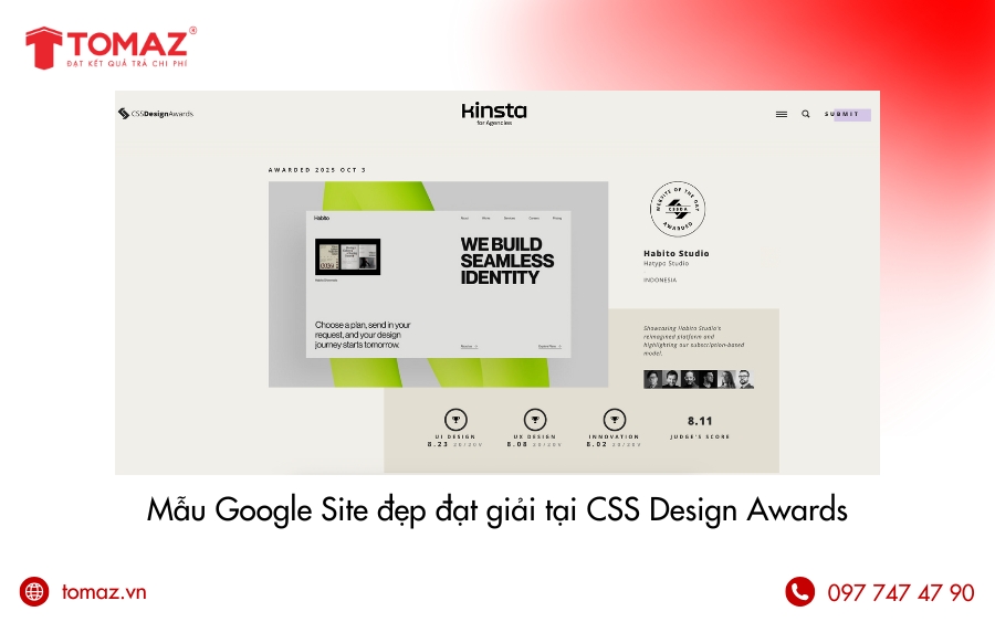 Mẫu Google Site đẹp đạt giải tại CSS Design Awards