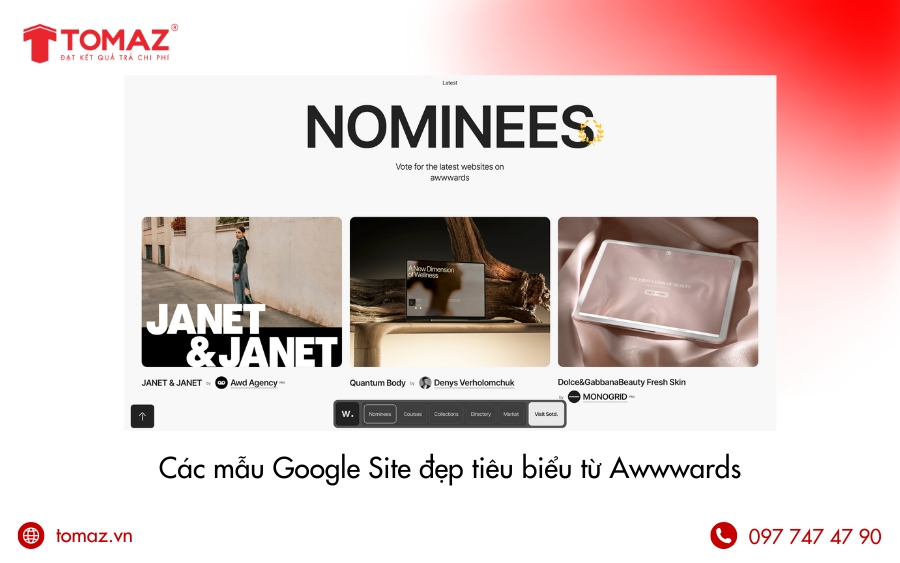 Các mẫu Google Site đẹp tiêu biểu từ Awwwards