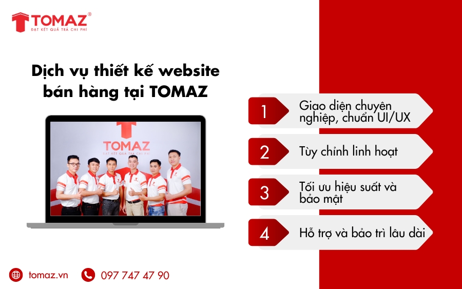 Dịch vụ thiết kế website bán hàng chuyên nghiệp tại TOMAZ
