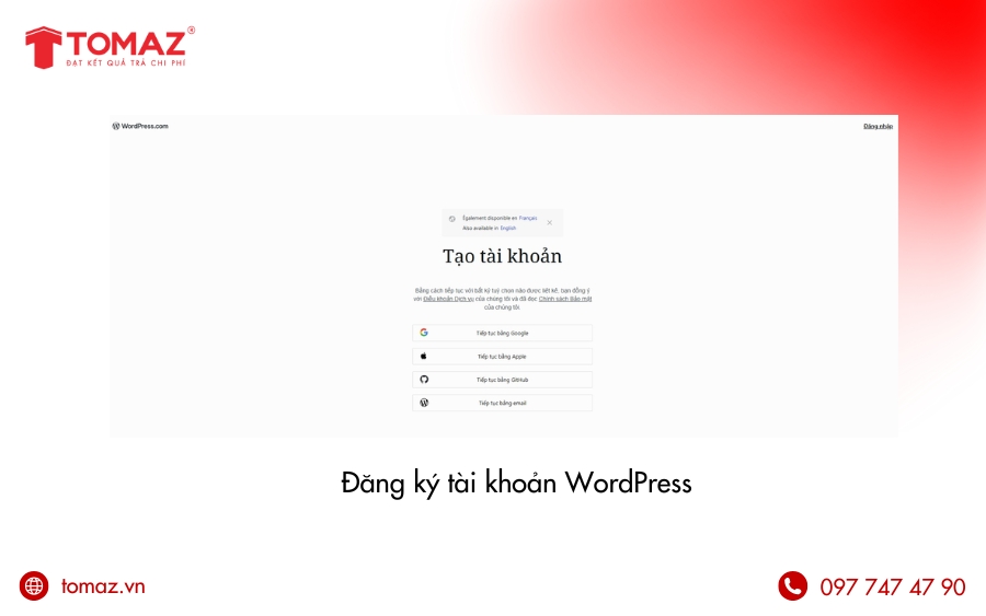 Cách tạo website bằng WordPress miễn phí - Đăng ký tài khoản