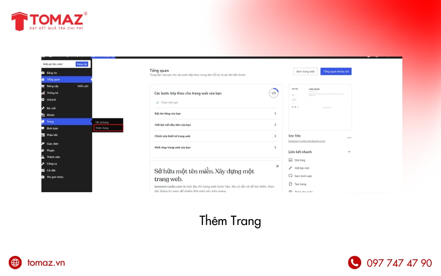 Cách tạo website bằng WordPress miễn phí - Thêm trang cho website