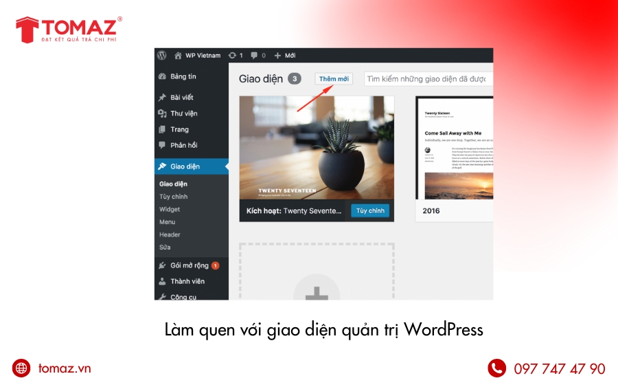 Cách tạo website bằng WordPress có phí - Làm quen với giao diện WordPress