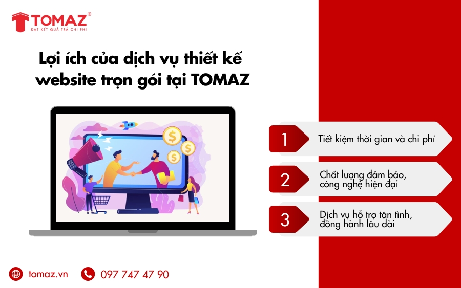 Lợi ích nổi bật khi sử dụng dịch vụ thiết kế website cho doanh nghiệp trọn gói tại Tomaz