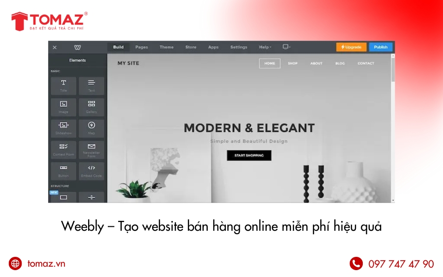 Nền tảng thiết kế website miễn phí dung lượng lớn - Weebly