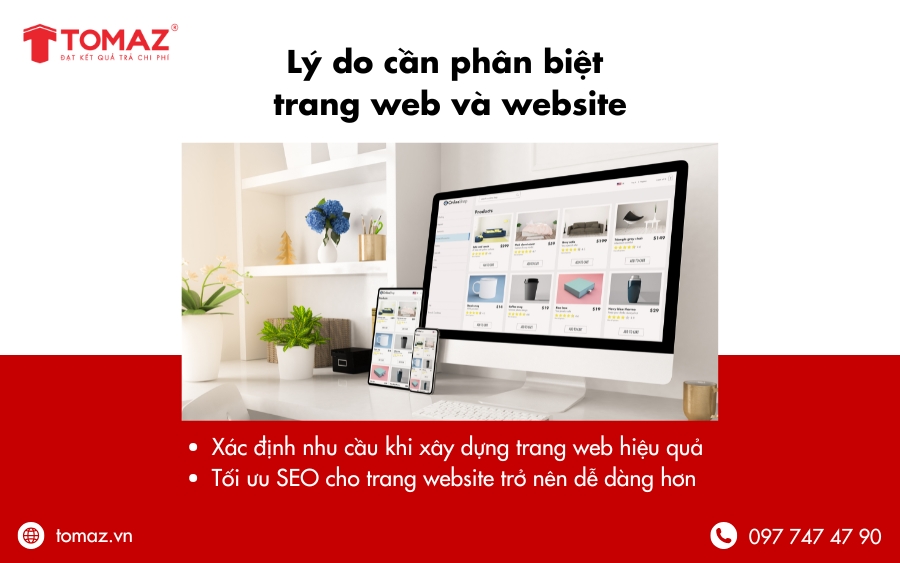Lý do cần phân biệt giữa trang website và website
