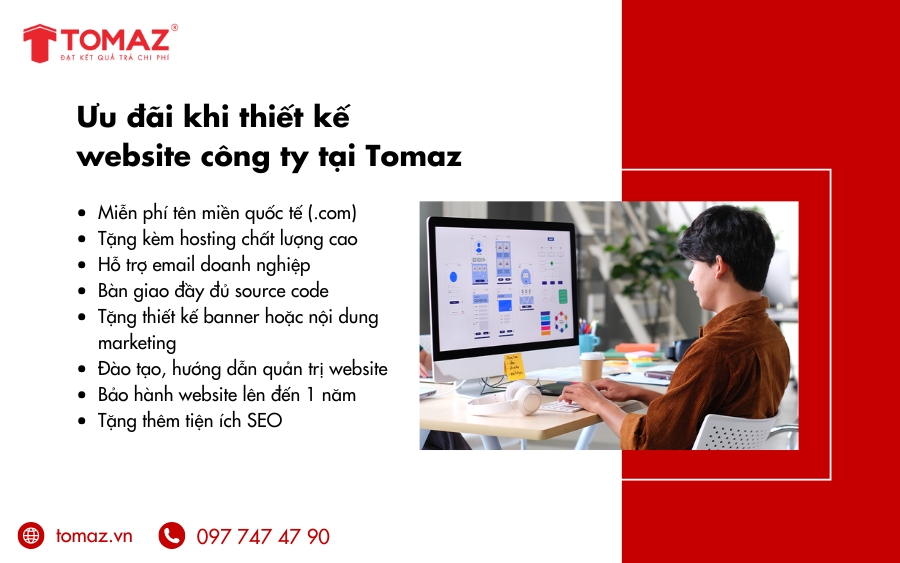 Ưu đãi hấp dẫn khi thiết kế website công ty tại Tomaz