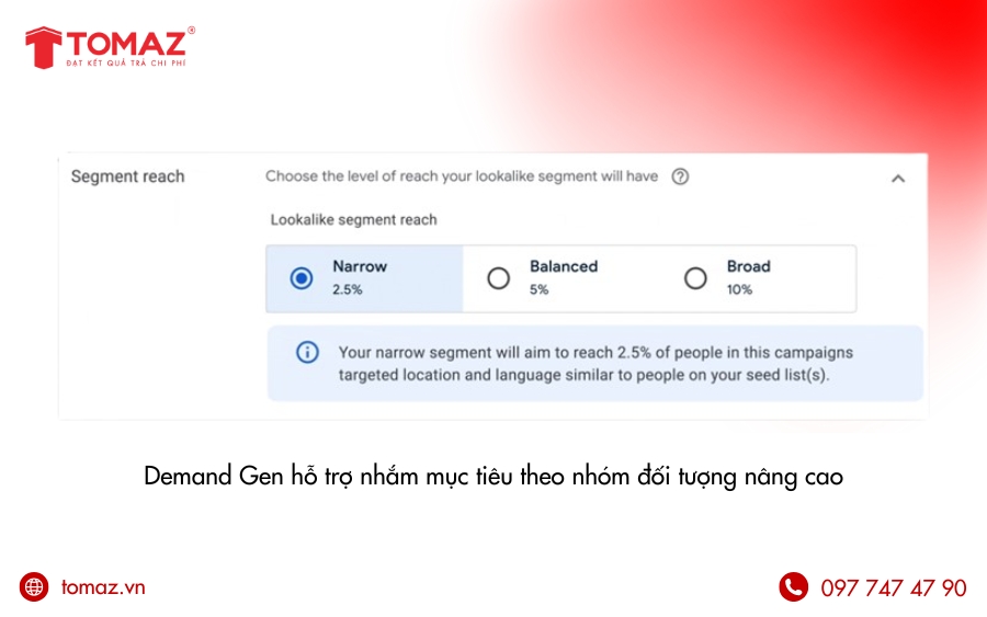 Demand Gen campaigns hỗ trợ nhắm mục tiêu theo nhóm đối tượng nâng cao