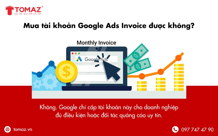 Không thể trực tiếp mua tài khoản Google Ads Invoice