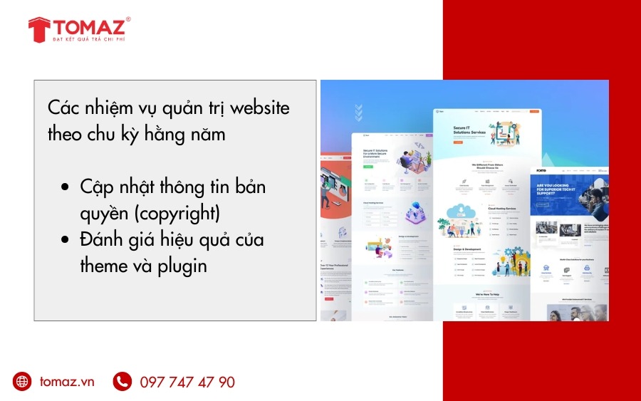 Các nhiệm vụ quản trị website theo chu kỳ hằng năm