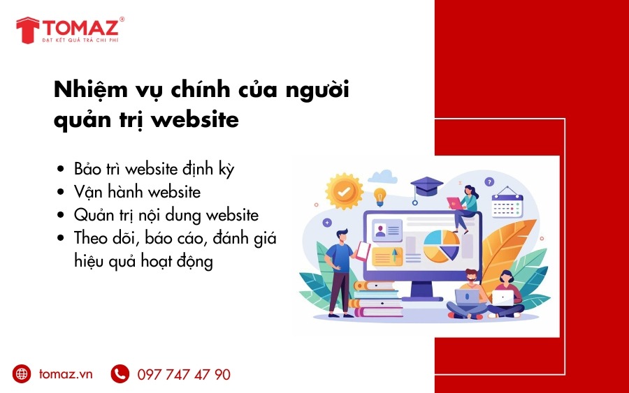 Các nhiệm vụ chính của người quản trị website