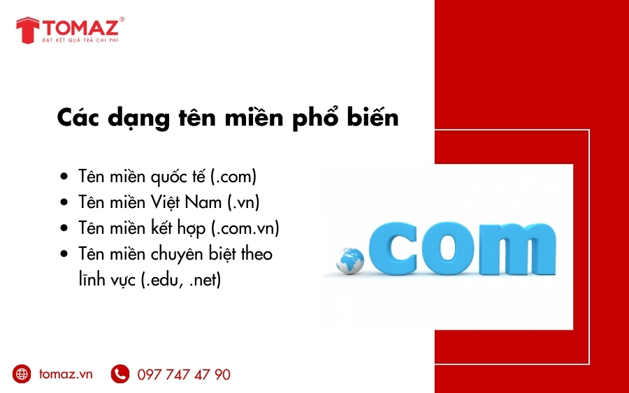 Các dạng tên miền phổ biến tại đây