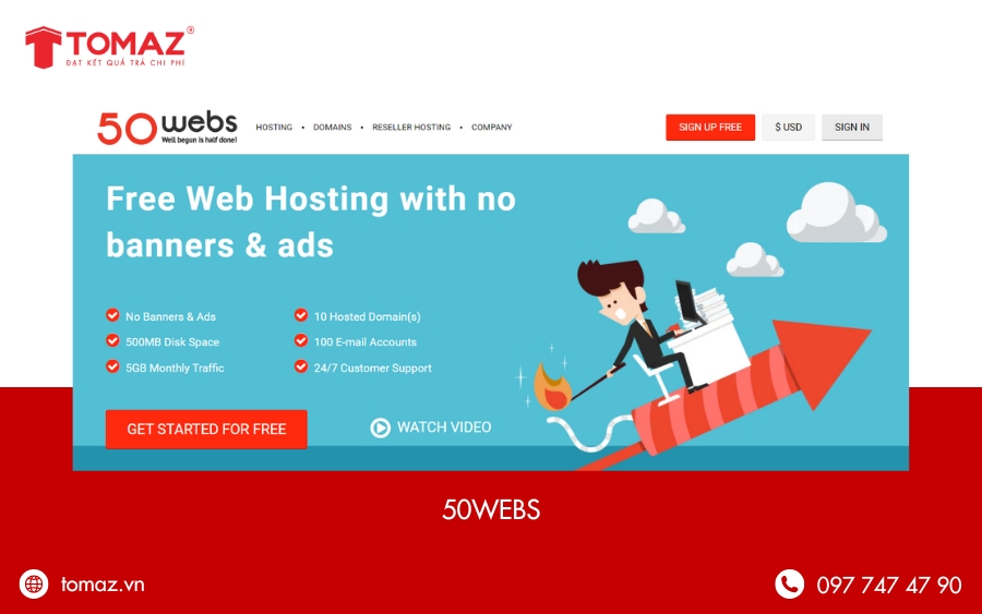 50WEBS – Hosting đơn giản và miễn phí