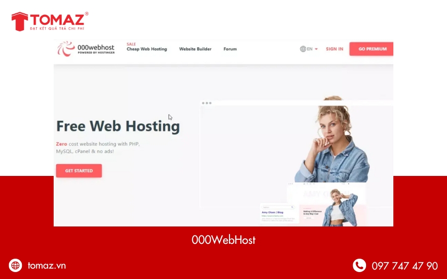 000WebHost – Dịch vụ free website hosting phổ biến