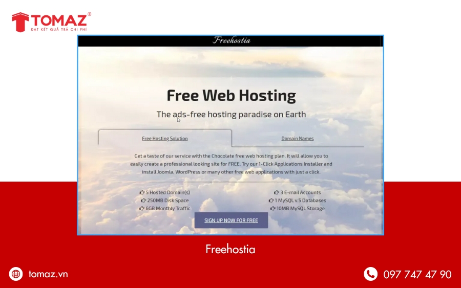 FREEHOSTIA – Hosting không quảng cáo miễn phí