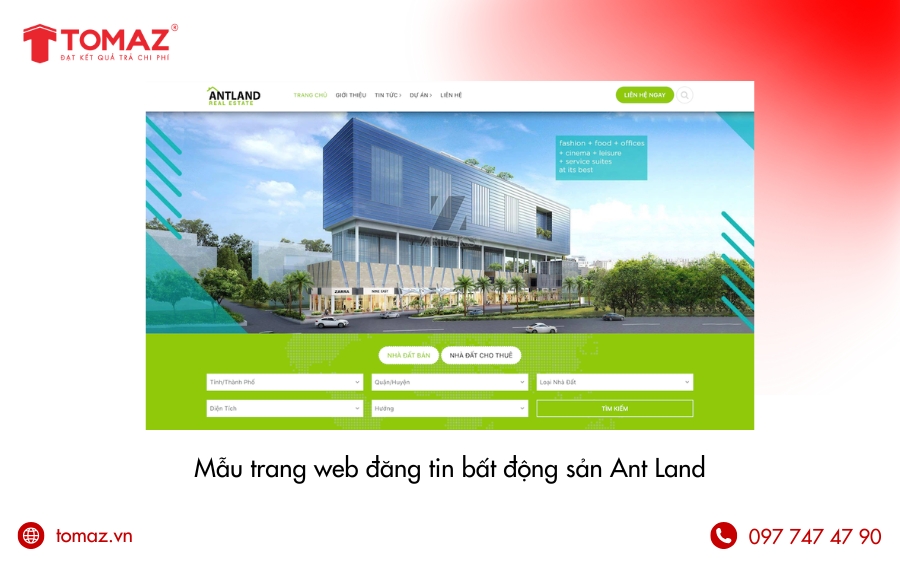 Giao Diện Website Đăng Tin Bất Động Sản Đẹp Ant Land