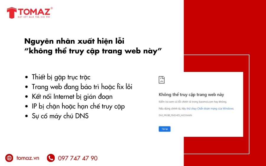 Nguyên nhân xuất hiện lỗi không thể truy cập trang web này