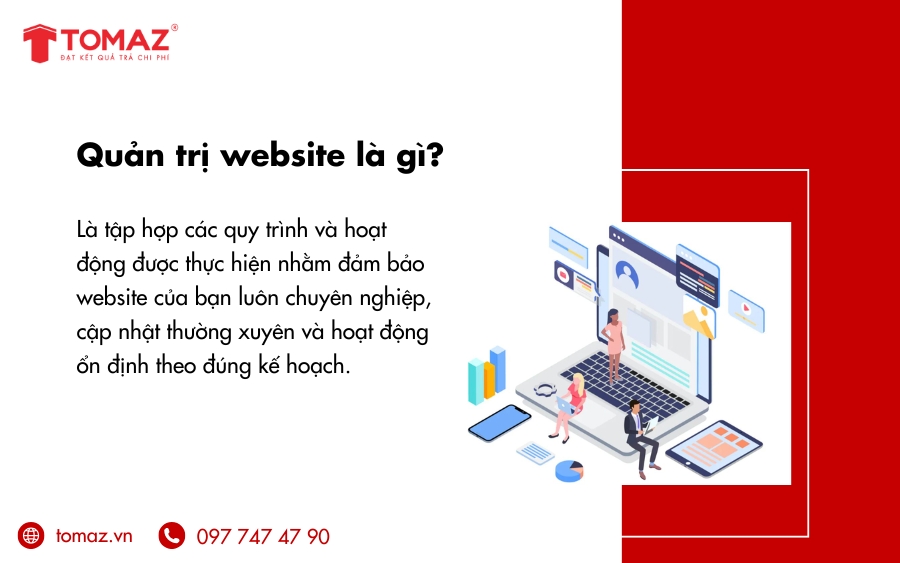 Quản trị website là các hoạt động nhằm giúp website hoạt động ổn định