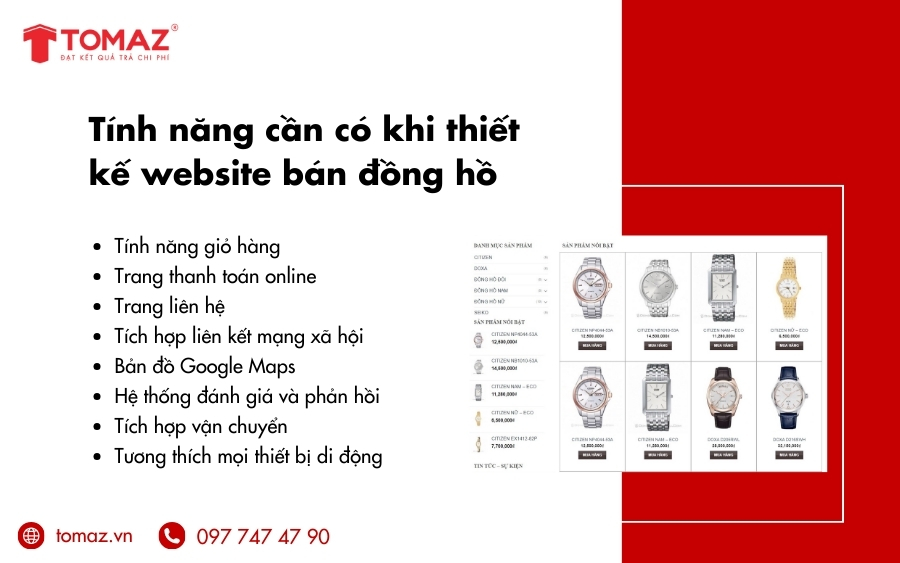 Các tính năng cần có khi thiết kế website bán đồng hồ
