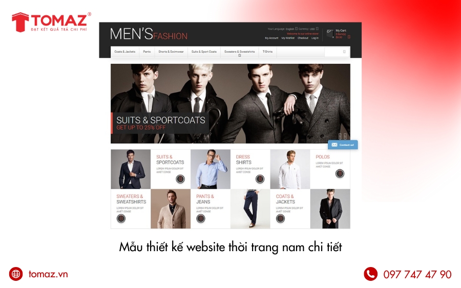 Mẫu thiết kế website thời trang nam