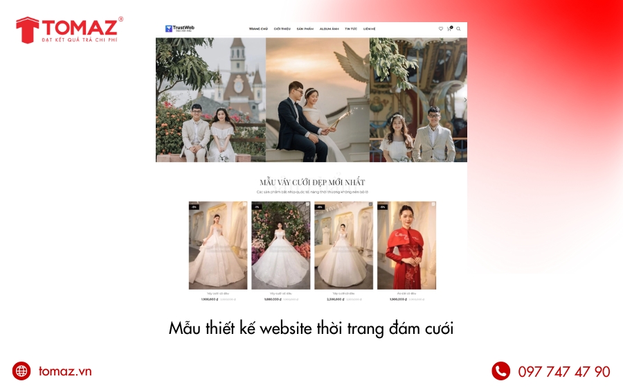 Mẫu thiết kế website thời trang đám cưới