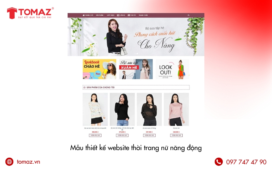 Mẫu thiết kế website thời trang nữ năng động