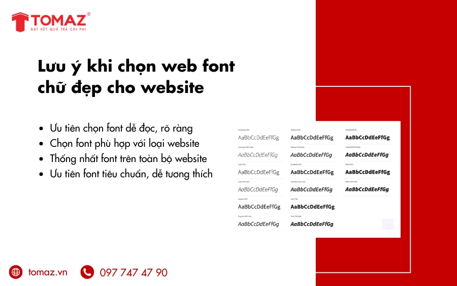 Những lưu ý khi chọn web font chữ đẹp cho website