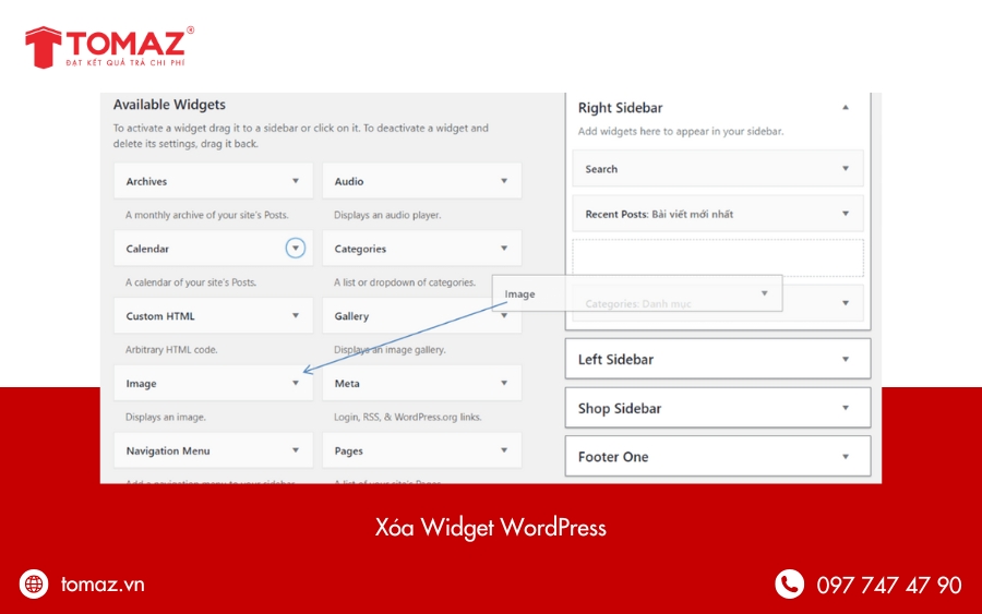 Xóa widget trong WordPress