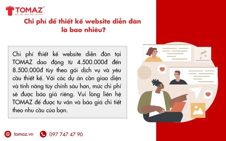 Chi phí thiết kế website tại TOMAZ tùy thuộc vào nhu cầu thiết kế và gói dịch vụ mà khách hàng lựa chọn