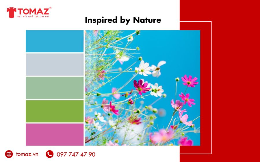 Ý nghĩa màu sắc trong thiết kế website của bộ màu Inspired by Nature là khơi gợi cảm giác yên bình và tự nhiên