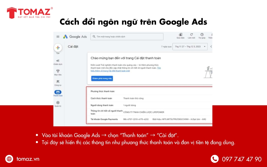 Cách thay đổi đơn vị tiền tệ trong Google Ads