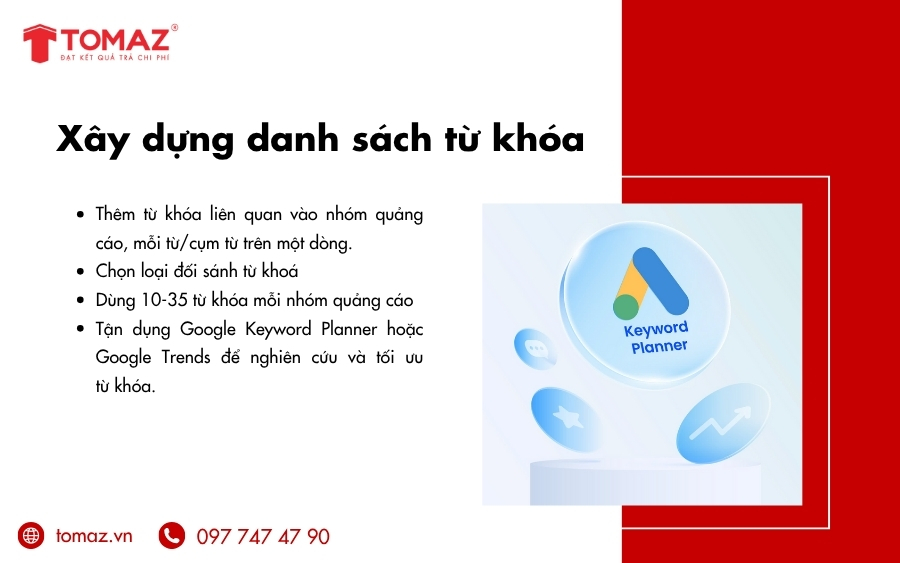 Cách tạo chiến dịch Google AdWords - Xây dựng danh sách từ khoá