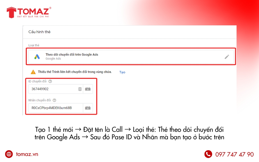 Tạo thẻ theo dõi chuyển đổi trên Google Ads