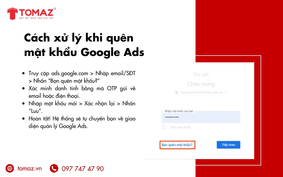 Cách xử lý các vấn đề khi đăng nhập Google Ads - Quên mật khẩu