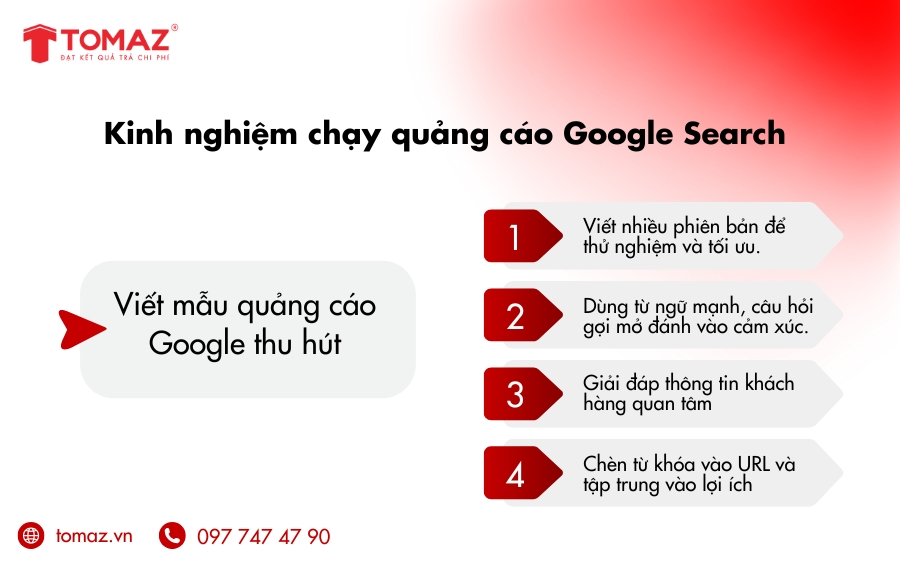 Kinh nghiệm chạy quảng cáo Google Search - Viết mẫu quảng cáo thu hút