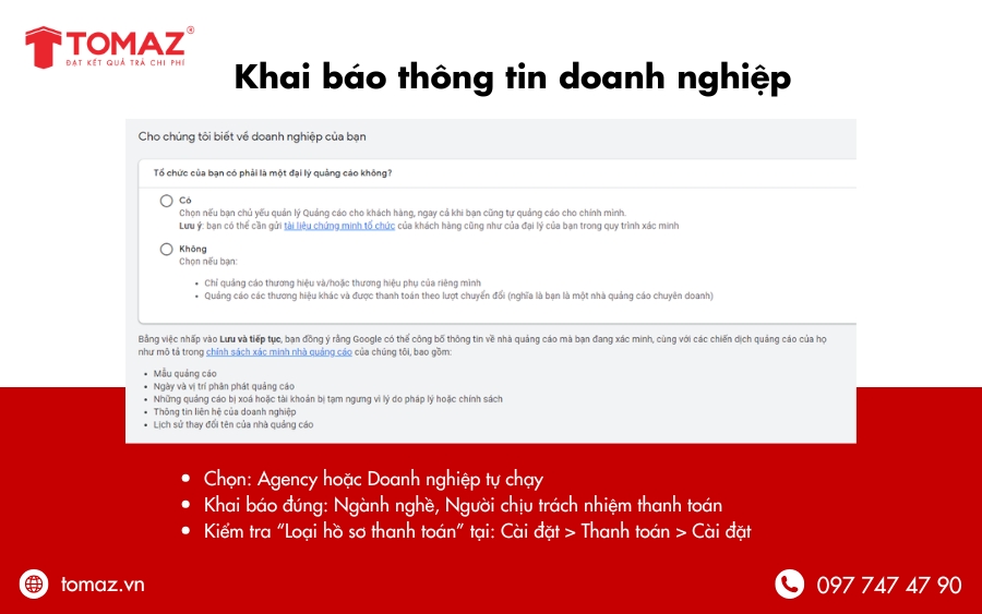 Khai báo thông tin doanh nghiệp đầy đủ và chính xác
