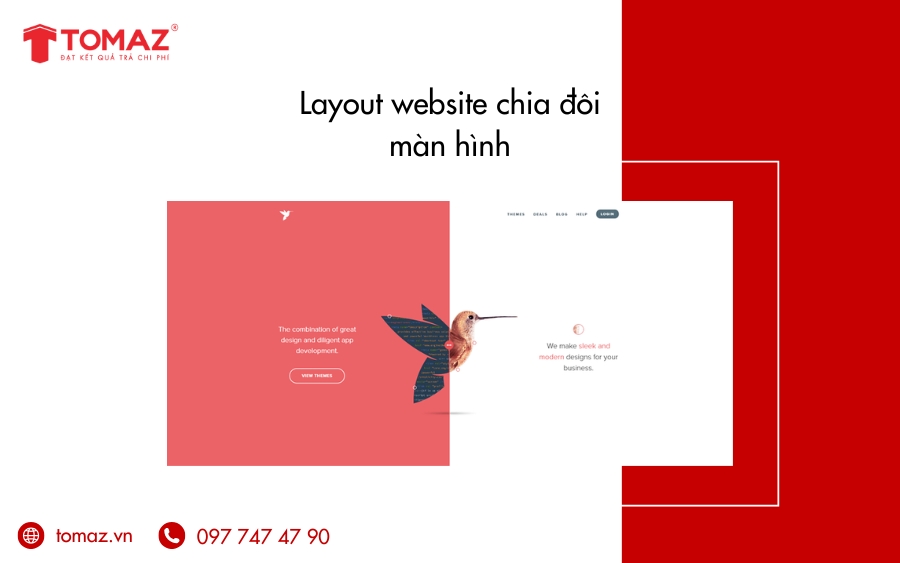 Các loại bố cục website đẹp, chuẩn SEO - Layout website chia đôi màn hình