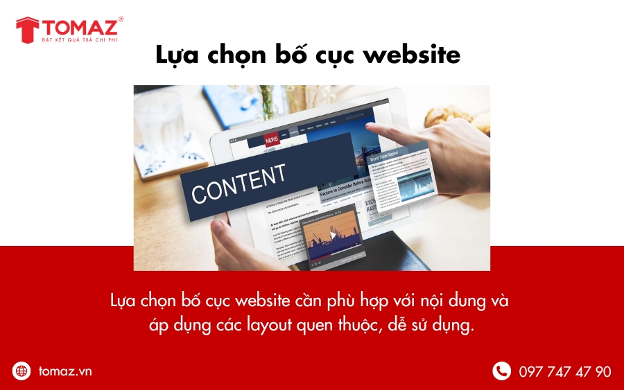 Lựa chọn bố cục website phù hợp với nội dung