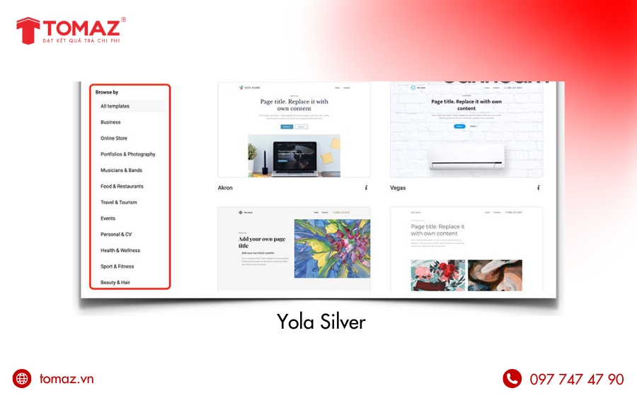 Phần mềm thiết kế web - Yola Silver