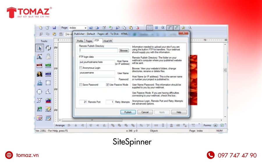 Phần mềm thiết kế web - SiteSpinner