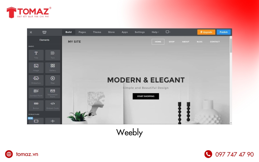 Phần mềm thiết kế web - Weebly