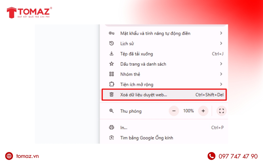 Cách xử lý lỗi 403 Forbidden trên trình duyệt Google Chrome - Xóa cache và cookies của trình duyệt