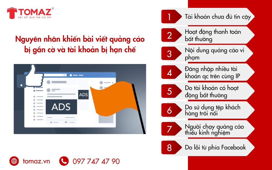 Nguyên nhân khiến bài viết quảng cáo bị gắn cờ và tài khoản bị hạn chế
