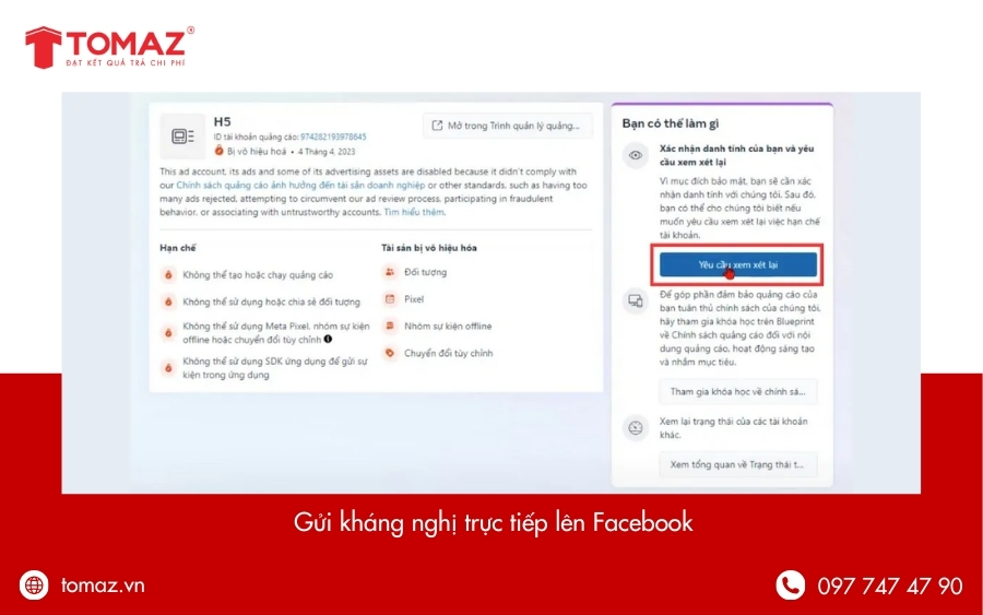 Cách khắc phục khi bài viết quảng cáo bị gắn cờ - Gửi kháng nghị trực tiếp lên Facebook