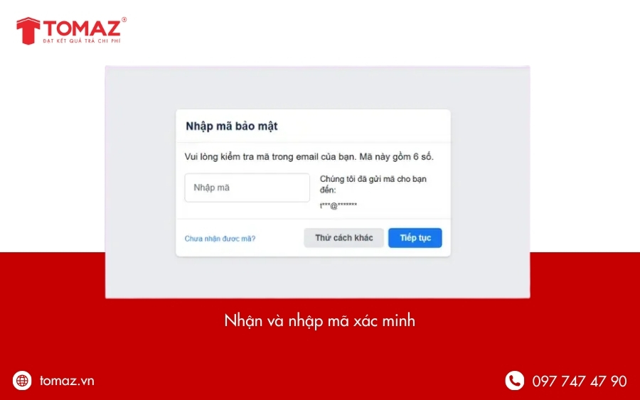 Nhận và nhập mã xác minh