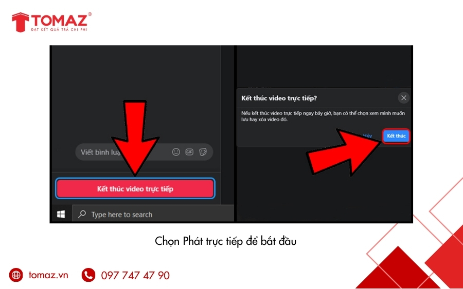 Cách live stream bán hàng trên facebook - Nhấn Phát trực tiếp để bắt đầu buổi livestream bán hàng