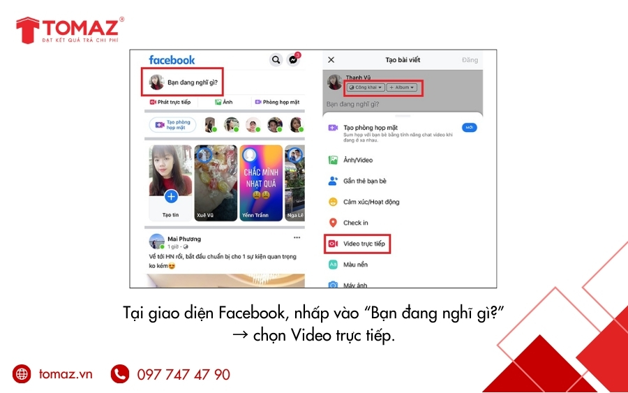 Cách live stream bán hàng trên facebook - Chọn Video trực tiếp