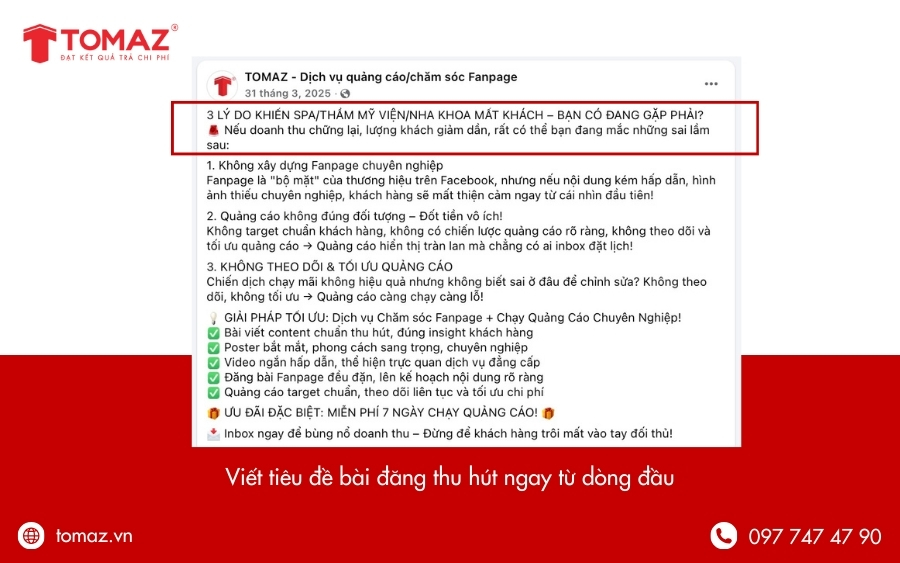 Cách tăng tương tác Facebook - Viết tiêu đề thu hút